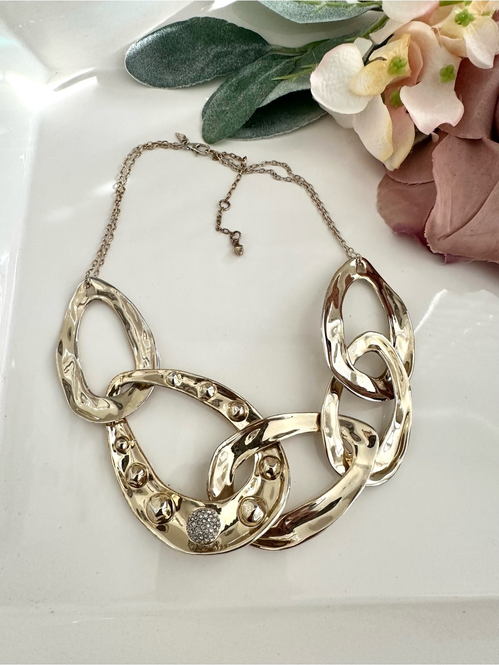ALEXIS BITTAR Molten Dot Large Link Gold Plated Necklace